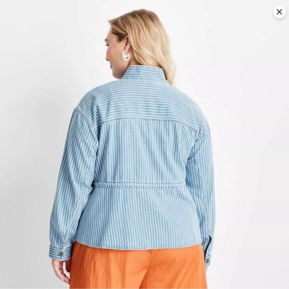 Future Collective Striped Denim Zip Front Jacket size XL - Picture 2 of 7